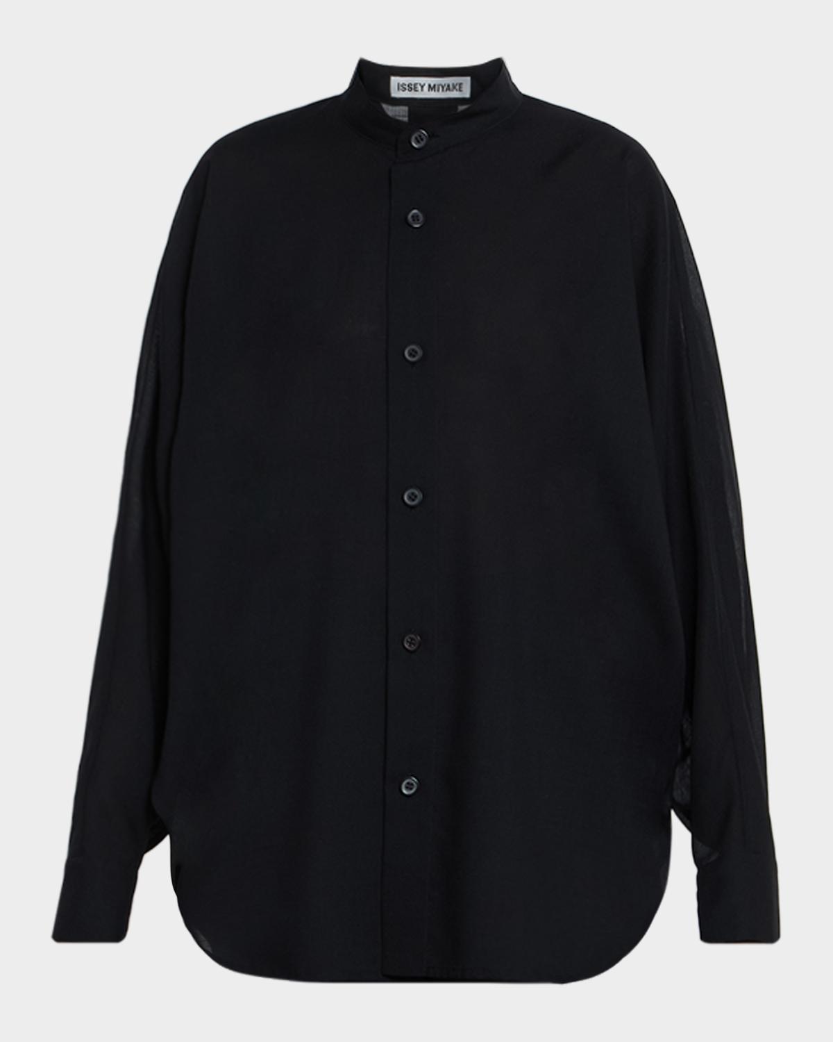 Issey Miyake Sheer Wool Dolman-Sleeve Button-Down Shirt