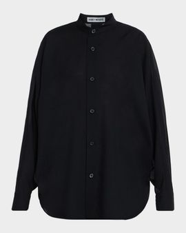 Issey Miyake Sheer Wool Dolman-Sleeve Button-Down Shirt