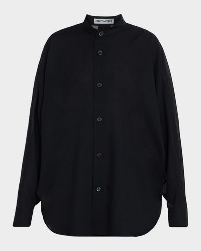 Issey Miyake Sheer Wool Dolman-Sleeve Button-Down Shirt
