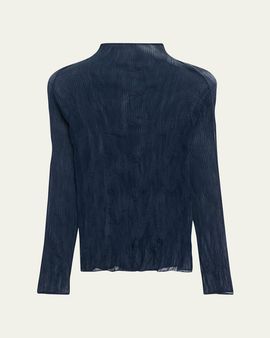 Issey Miyake Twisted Chiffon Long-Sleeve Top
