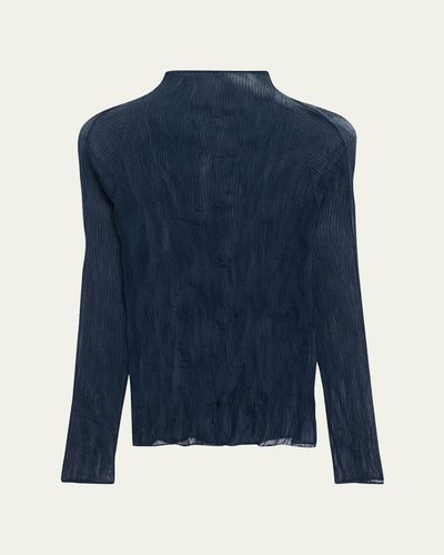 Issey Miyake Twisted Chiffon Long-Sleeve Top