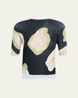 Issey Miyake Verve Pleats Elbow-Sleeve Top