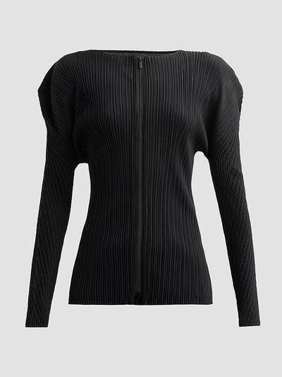 Issey Miyake Women's Box Shoulder Pleats Cardigan