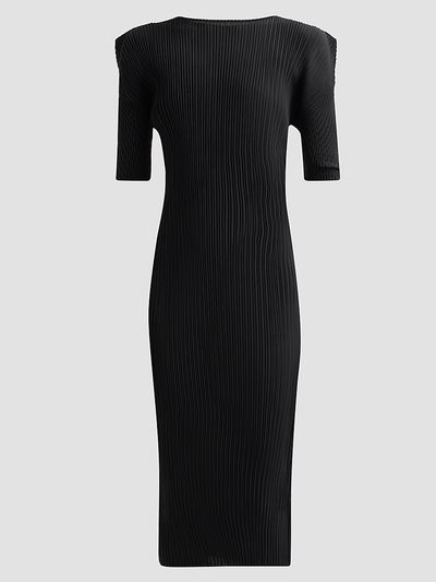 Issey Miyake Women's Box Shoulder Pleats Midi Dress