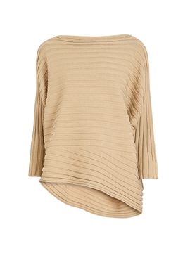Issey Miyake Women's Draped Rib-Knit Cotton-Cashmere Top