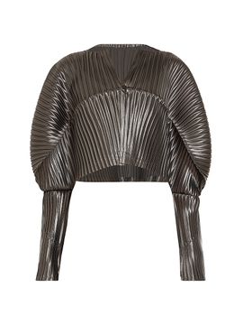 Issey Miyake Women's Glossed Metal Pleats Cardigan