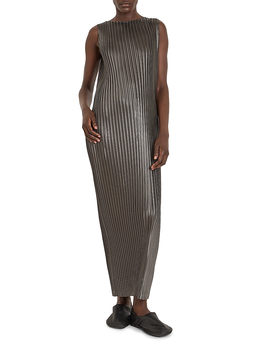 Issey Miyake - Women's Glossed Metal Pleats Maxi Dress