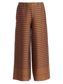 Issey Miyake Women's Woody Ripple Cropped Wide-Leg Pants