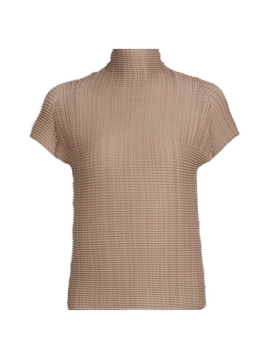 トップス SQUARE NECK LADY LIKE PLEATS TOP Issey Miyake Tops