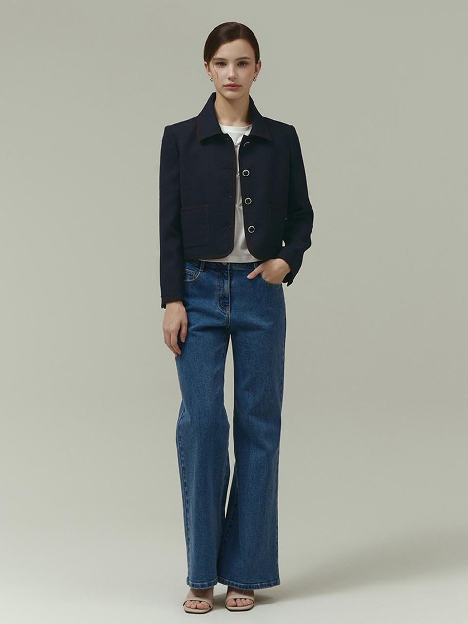 IT MICHAA Back Pocket Embroidery Denim Pants (ITP4DPT860) [BLUE]