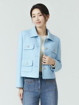 IT MICHAA Button-Up Stand Collar Tweed Wool  Jacket_ITO1WJK750 (3COLOR)