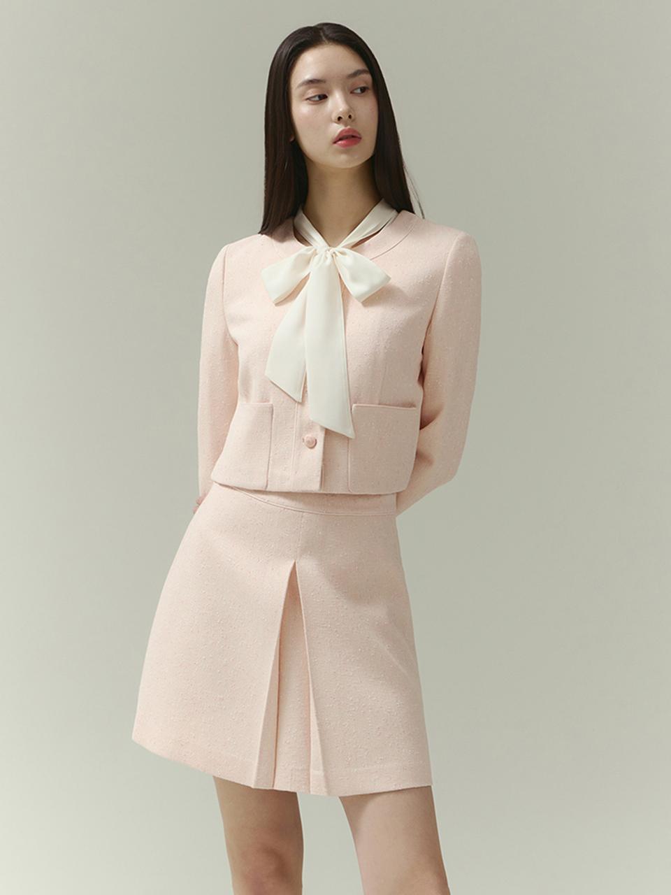 IT MICHAA Collarless Cropped Tweed Jacket (ITP3WJK220)