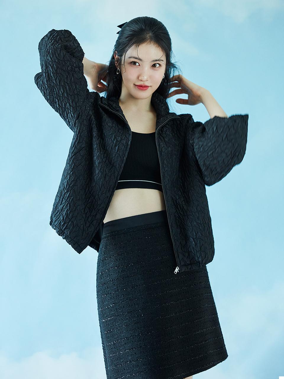 IT MICHAA Draw String Loose-fit Oversized Jacket [BLACK]