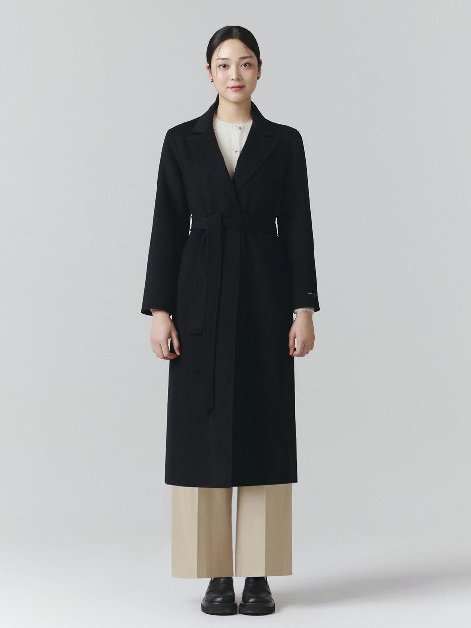 IT MICHAA Handmade Belted Tailored Coat [STRONG BLACK] (ITOAYHL82A)