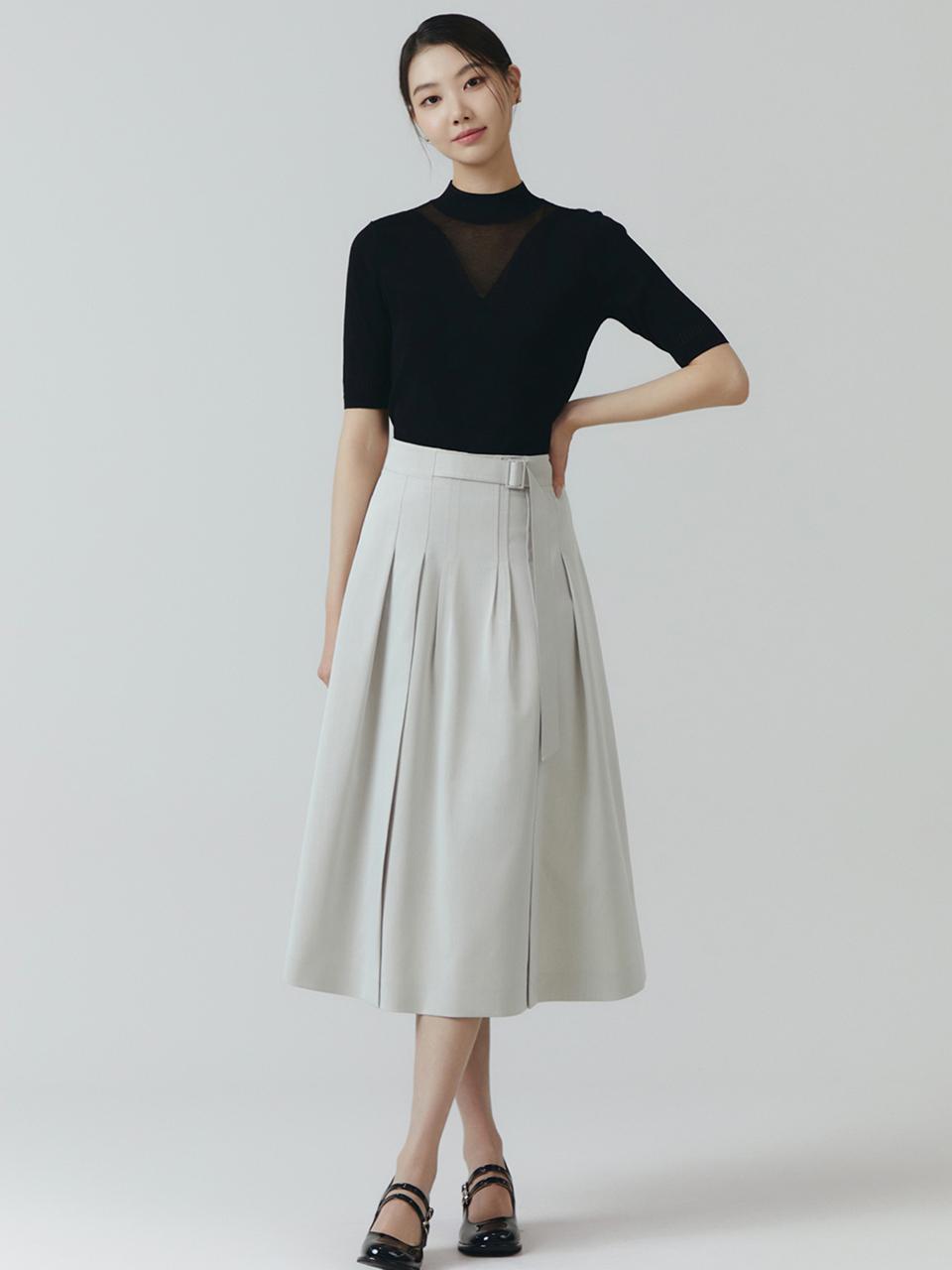IT MICHAA itMICHAA Belted Pintuck Skirt ITO3YSK760 (2 COLOR)