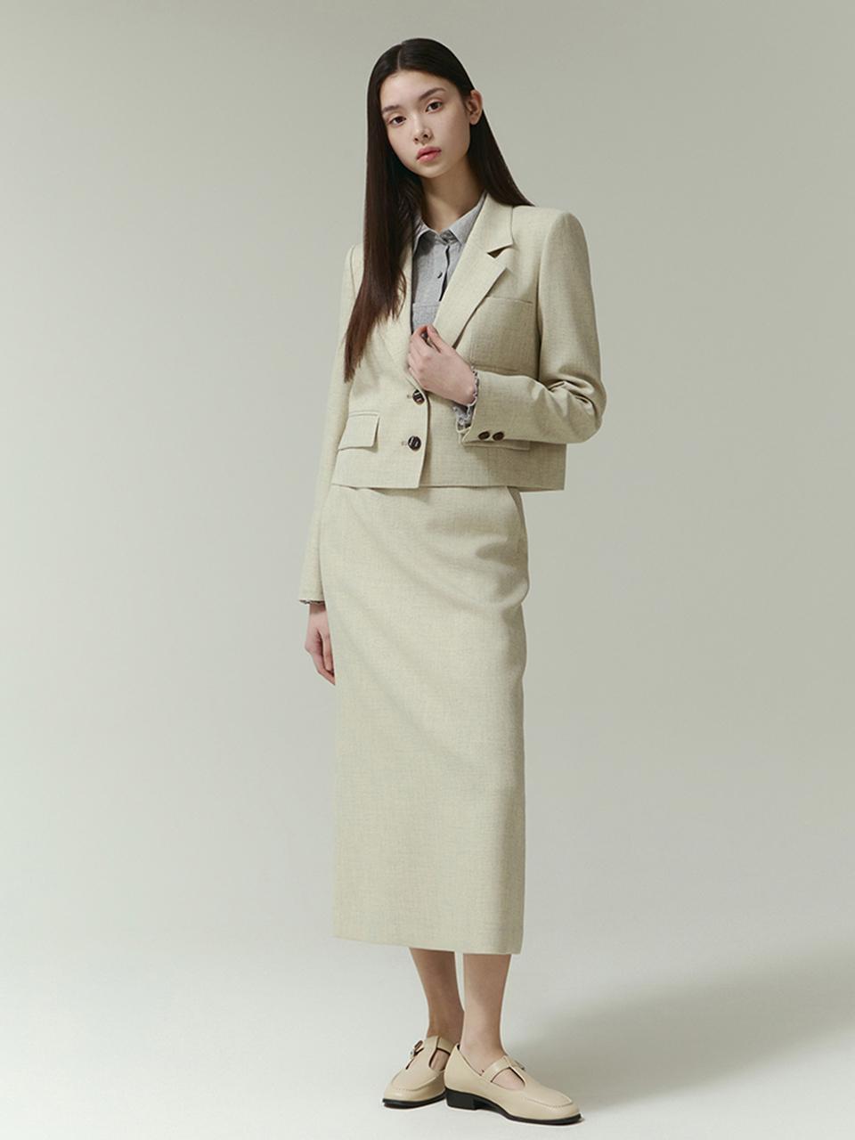IT MICHAA itMICHAA Belted Tweed H-line Midi Skirt (ITP2WSK350)