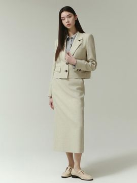 IT MICHAA itMICHAA Belted Tweed H-line Midi Skirt (ITP2WSK350)
