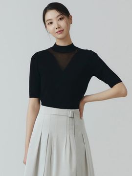 IT MICHAA itMICHAA high neck short-sleeved knitwear top