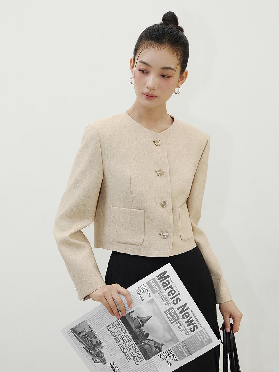 IT MICHAA itMICHAA Round Neck Crop Jacket (2 Colors)