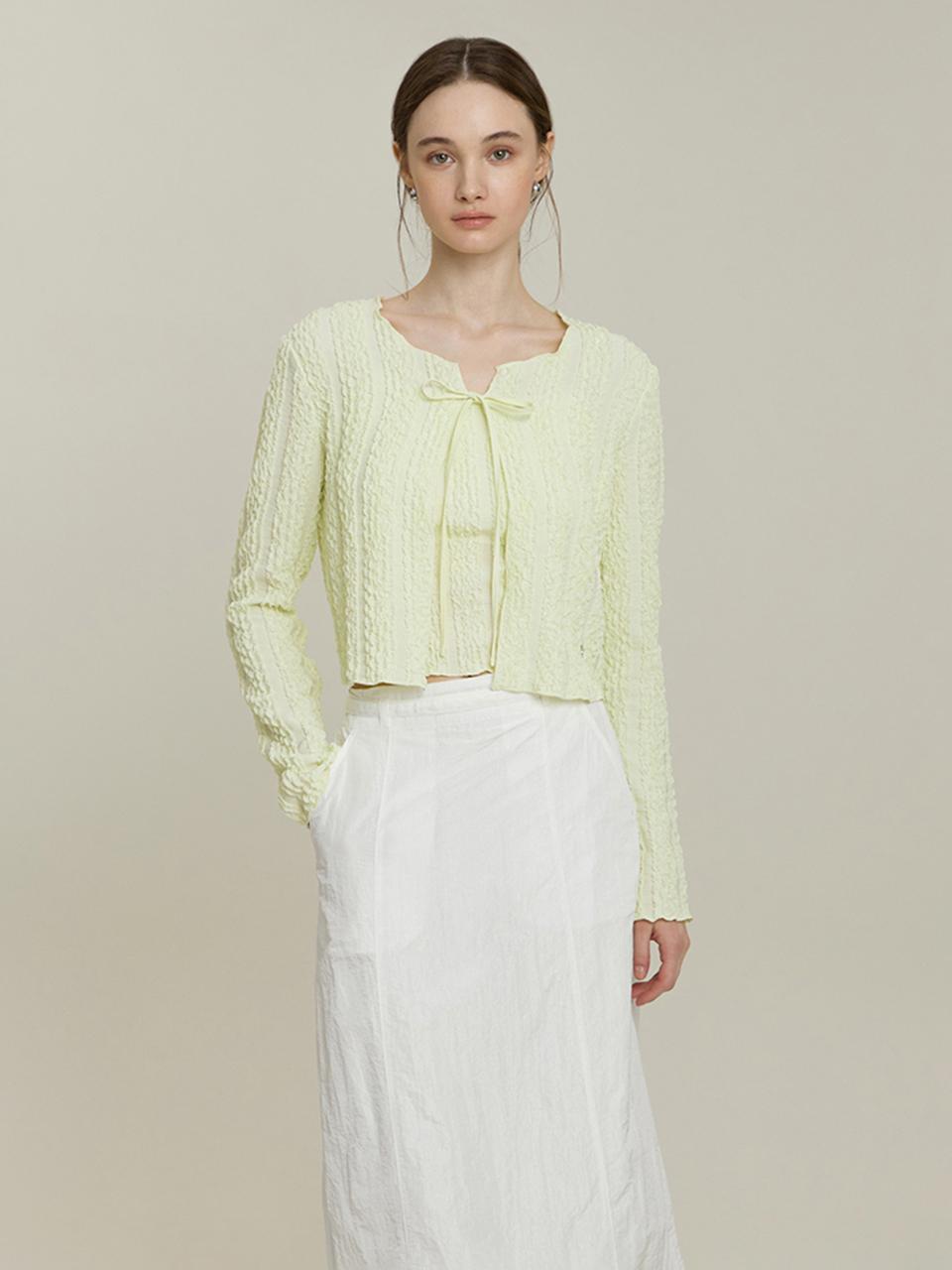 IT MICHAA ITSMYSHA Embossed Jersey Top & Cardigan Set (ITP4ZBL840) [2 COLORS]