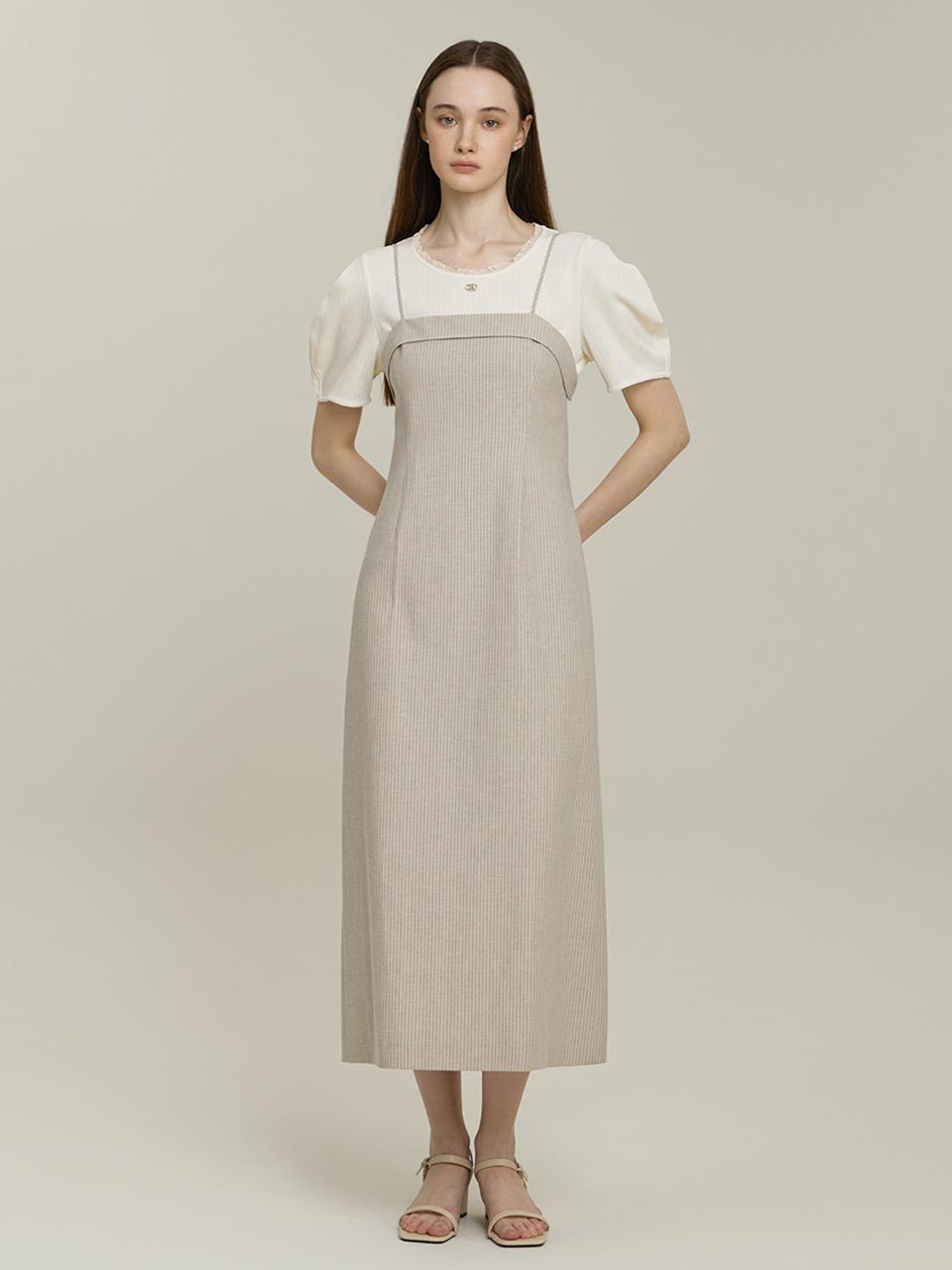 IT MICHAA ITSMYSHA Linen Stripe Sleeveless One-Piece Dress (ITP5WOP800)