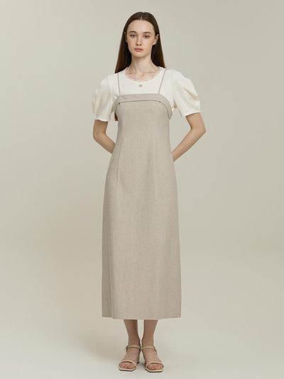 IT MICHAA ITSMYSHA Linen Stripe Sleeveless One-Piece Dress (ITP5WOP800)