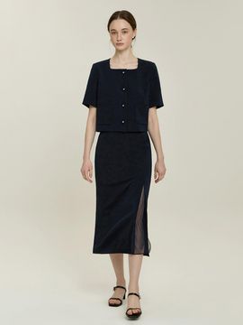 IT MICHAA ITSMYSHA Texture Block Slit Skirt (ITP5BSK620)