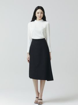 IT MICHAA Ribbon Point Flare Asymmetrical Skirt