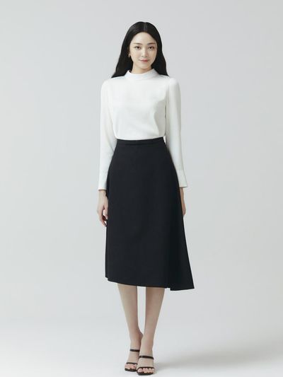 IT MICHAA Ribbon Point Flare Asymmetrical Skirt