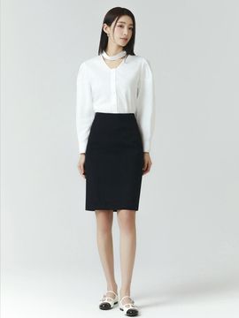 IT MICHAA Slim H-Line Midi Skirt [BLACK] (ITO4BSK50A)