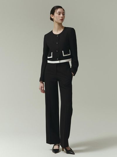 IT MICHAA Straight Fit Setup Trousers [BLACK] (ITP4YPT630)