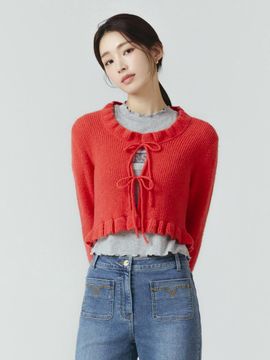IT MICHAA Wool Blended Ruffle Cropped Cardigan (ITO1KCD200)