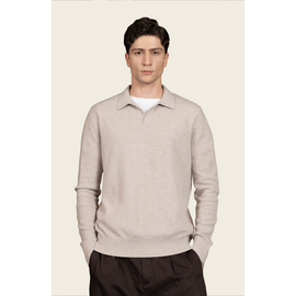 Italic Italic Olivier Birdseye Cashmere Long Sleeve Polo