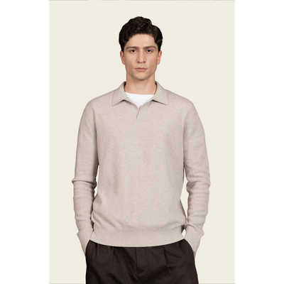 Italic Italic Olivier Birdseye Cashmere Long Sleeve Polo