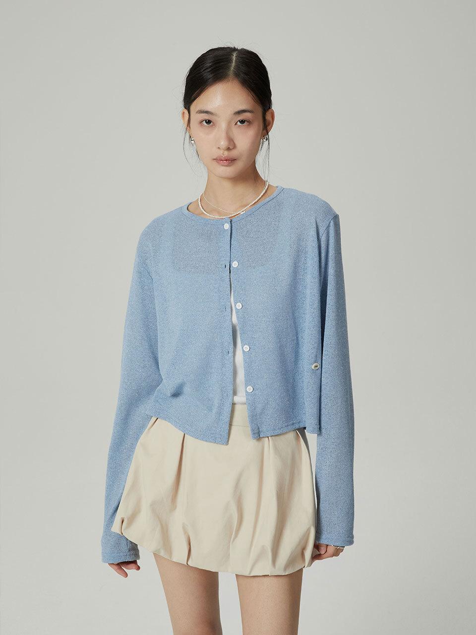 ITER Summer Lightweight Linen Cardigan [Light Blue]