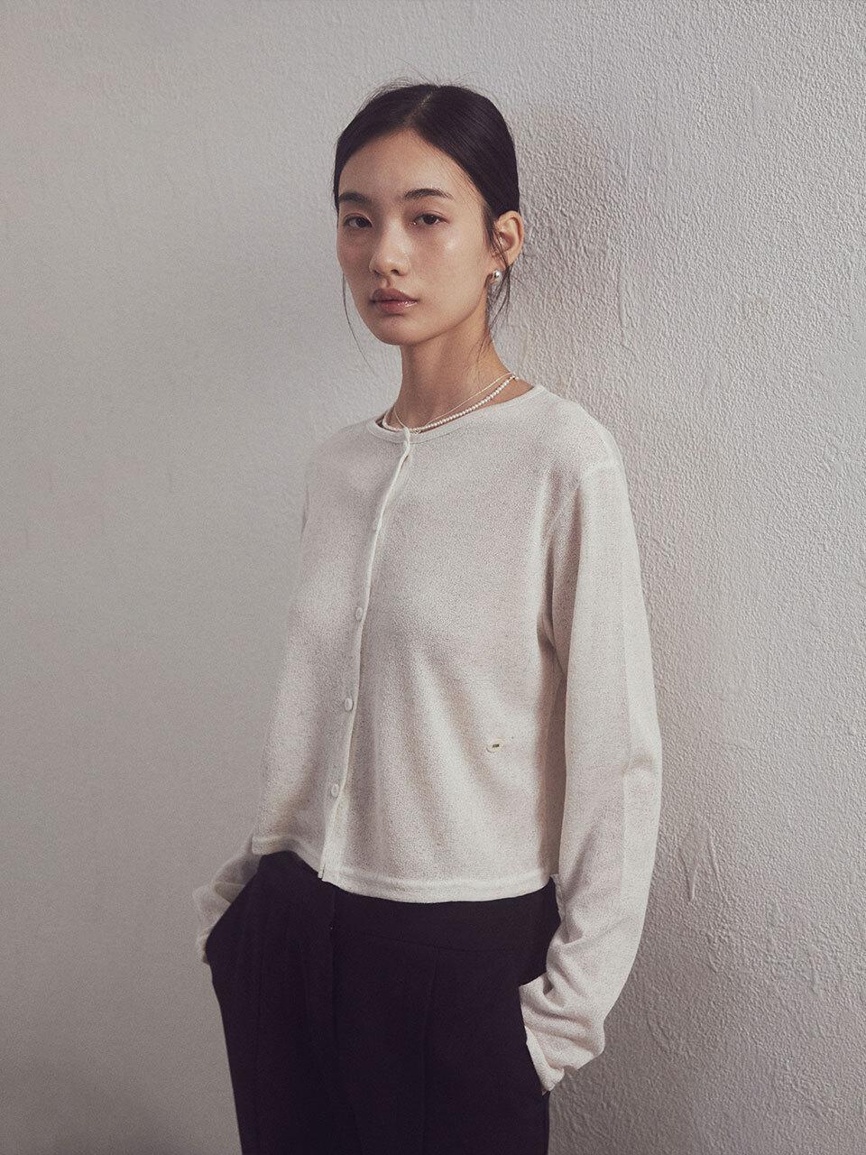 ITER Summer Linen Mid-Length Cardigan [Light Brown]