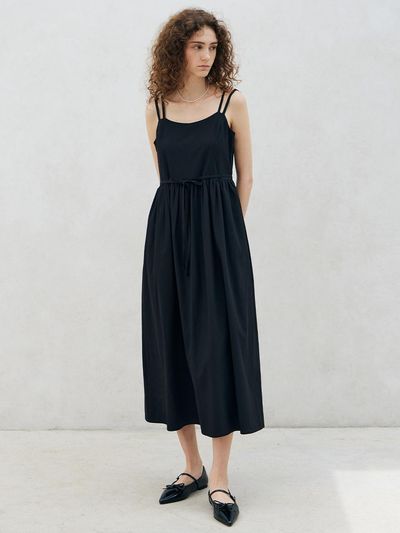 ITOV SEOUL Belted Sleeveless Long Dress BK