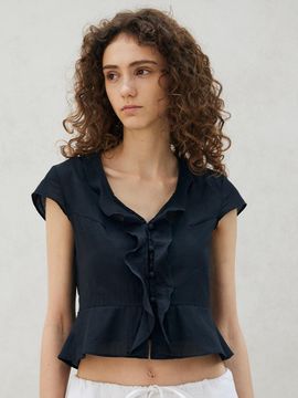 ITOV SEOUL Cotton Flared Blouse BK