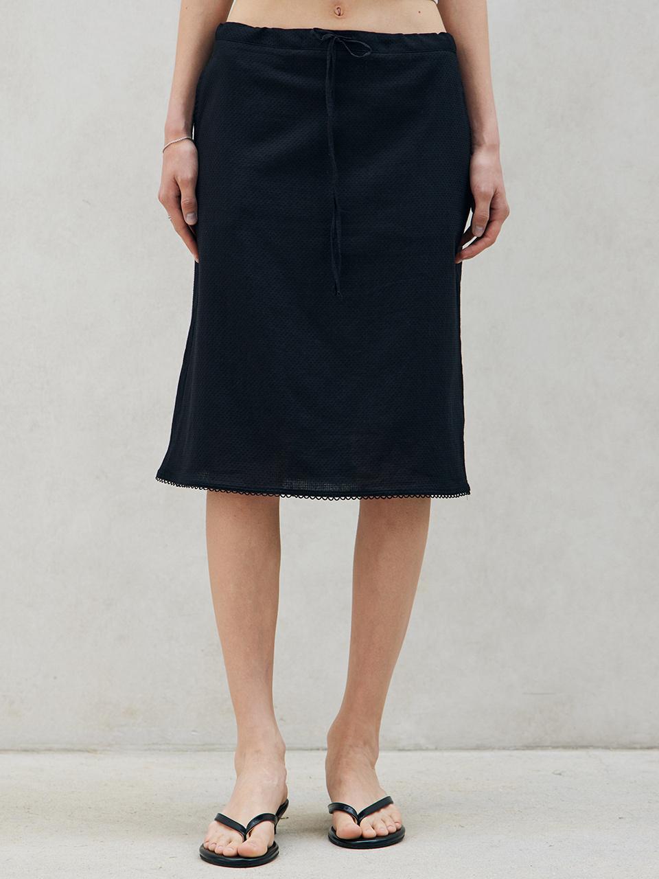 ITOV SEOUL Cotton Lace Midi Skirt BK