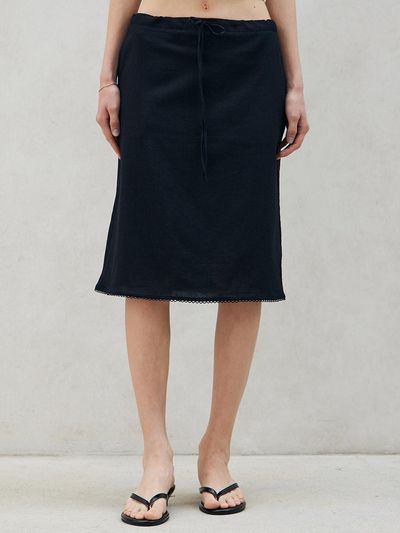 ITOV SEOUL Cotton Lace Midi Skirt BK
