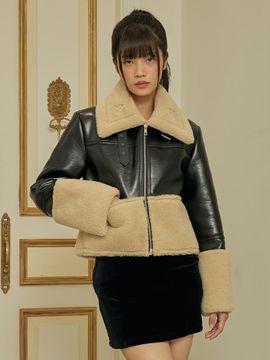 ITOV SEOUL High Neck Vegan Leather Wool Mustang