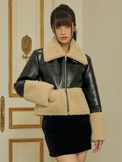ITOV SEOUL High Neck Vegan Leather Wool Mustang
