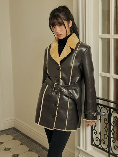 ITOV SEOUL Leather Trench Mustang