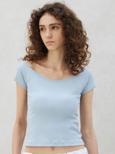 ITOV SEOUL ribbed square neck top BL