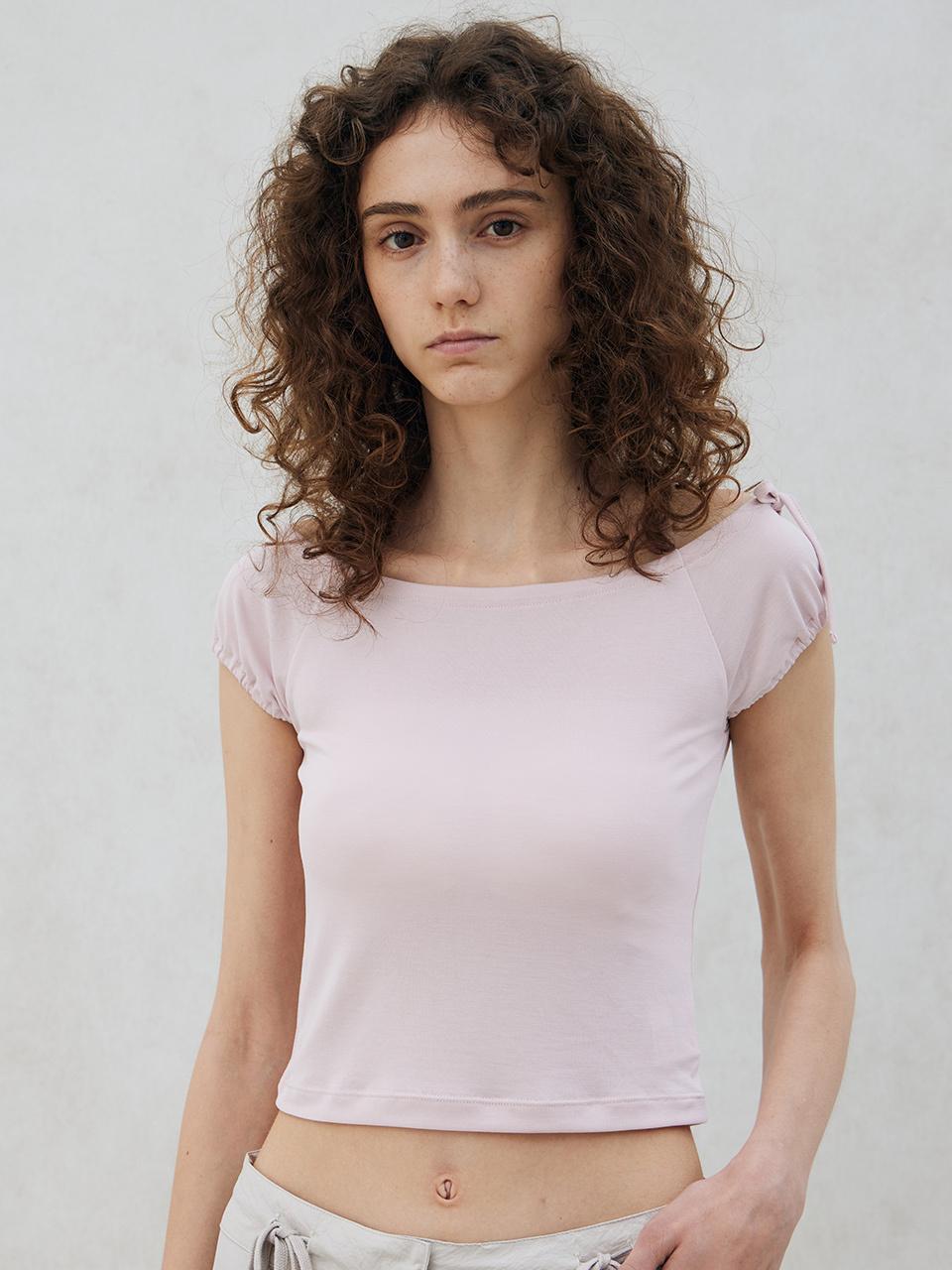 ITOV SEOUL Shirring Boat Neck T-shirt PK