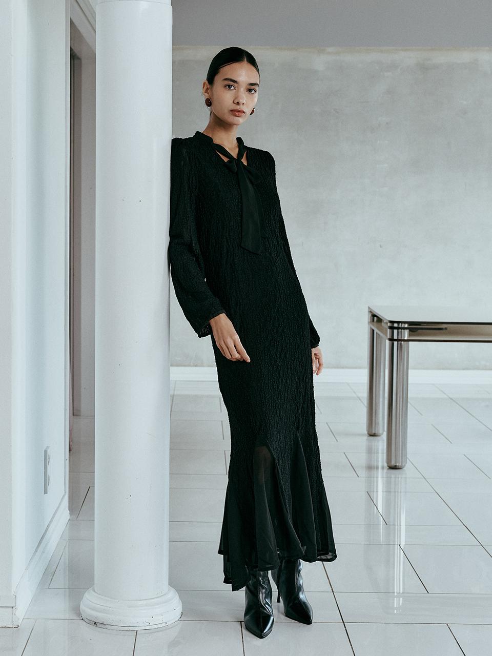itte IT_Elegant lace ribbon dress_BLACK