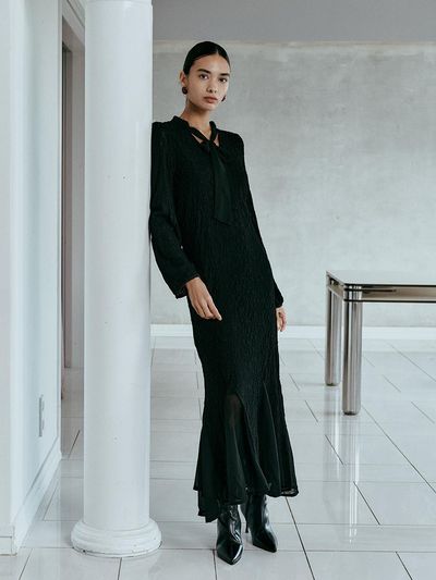 itte IT_Elegant lace ribbon dress_BLACK
