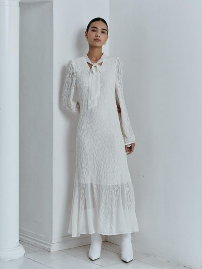 itte IT_Elegant lace ribbon dress_IVORY