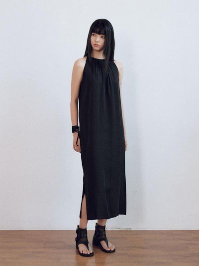 itte IT_Round neck elegant dress_BLACK
