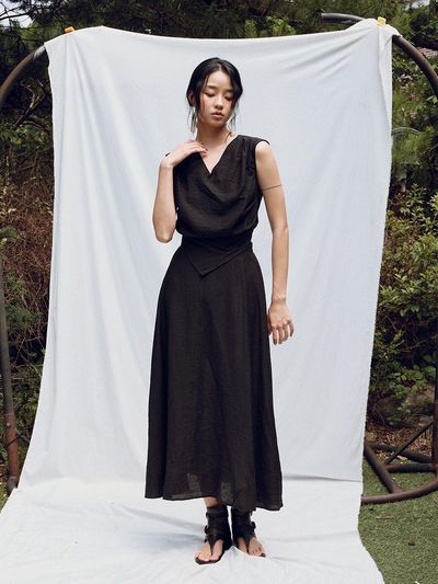 itte IT_Sleeveless two piece suit_BLACK